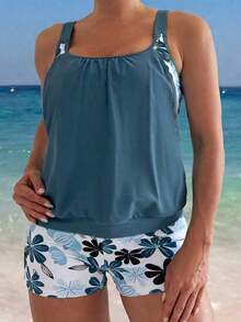 Swim Lushoire Set de 2 piezas - Tankini con tirantes finos para vacaciones en la playa - Multicolor - Ver 3