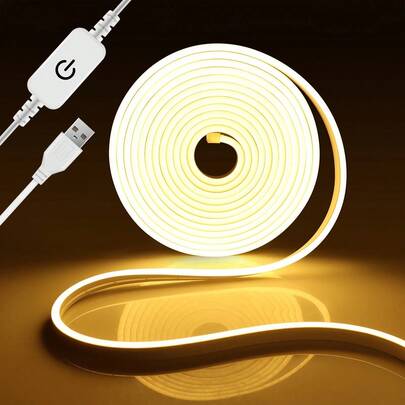 شريط إضاءة LED مرن قابل للتعتيم ب- 120 LED/م، بمستشعر لمس، أبيض دافئ/أبيض، ديكور المنزل