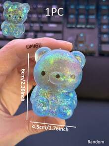 1pc Glitter Crystal Bear Soft Slow Rebound Stress Relief Toy, Cute Small Item, Tabba Slow Rebound Toy, Portable Pressure Release Toy, Blue/Pink, Suitable For All Ages, Autism, Office Workers, Students, Ideal Holiday Gift, Small & Cute, Interesting Gift, Suitable For Boys, Girls, Children, Easter Gift, Party Bag Filler, Christmas Stocking Stuffer, Stress Relief Toy, Children's Party Favor - Multicolor - View 21