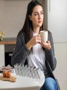 1 pieza/2 piezas Caja de almacenamiento transparente para bolsas de té, organizador de compartimentos para té/café de escritorio, caja de té de acrílico reutilizable, adecuada para bar de café, gabinete, sala de almacenamiento, encimera, oficina, cocina, caja de cosméticos, decoración de habitación, regalo para amigos, accesorio para el té de la tarde, caja de decoración navideña - transparente - Ver 9