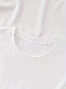 Camiseta holgada de talla grande para mujer, de primavera y verano, cuello redondo, manga corta casual, tela cómoda y transpirable, estilo deportivo casual y suave - Blanco - Ver 3