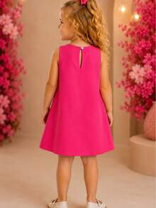 Children's Dress Blogger Elegant Charming Girl Details In Bows On The Sides Fashion Look Light Perfect Comfortable Sophisticated Party Outing Gift Usual Fashion Comfortable Mini Diva Loose  Delicate Versatile Practical Photo Shoot Fashion Skirt Flared - 玫紅色 - 查看 3