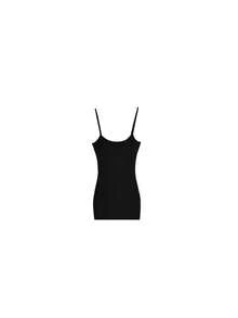 Vestido largo sirena cuello U ajustado cintura barril estilo chica sexy callejero efecto alargador - Negro - Ver 2