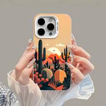 Cactus verde oscuro, atardecer naranja en el desiertofunda de teléfono Fundas compatibles con ,Apple,VIVO,OPPO,,, y Honor.Fabricadas en silicona TPU,ofrecen protección contra golpes y caídas. - Blanco - Ver 2