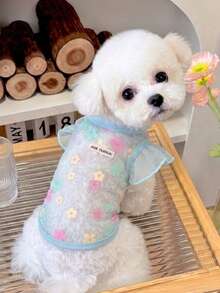 1 buah Rompi Hewan Peliharaan Berbahan Jala Bernapas dengan Motif Bunga & Hati, Cocok untuk Anjing Poodle, Teddy, Maltese, Chihuahua, dan Anjing & Kucing Ukuran Sedang/Kecil Lainnya, untuk Dipakai di Dalam dan Luar Ruangan, Musim Semi/Panas - MultiWarna - View 4