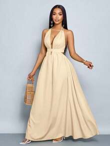Women Midi Dresses - 杏 - 查看 4