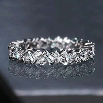 Fashion Jewelry, Personalized And  New Square Diamond Ring For Women, Copper Inlaid Full Circle  Tail Ring