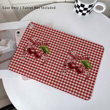 1 chiếc ốp lưng máy tính bảng họa tiết kẻ caro đỏ, hình quả anh đào và nơ, xoay 360°, có chân đế từ tính đa góc và chức năng tự động tắt/mở màn hình, tương thích với iPad Pro/Air, , Pad 5/6/7, Matepad. - Nhiều màu - Xem 2