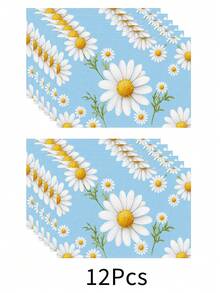 1 pieza Mantel individual de lino con estampado floral, tapete para desayuno, posavasos de café, base para tazón, accesorio de cocina, fácil de limpiar, apto para el hogar, restaurante, decoración del comedor, regalo festivo, regalo para amigos, set multipieza - Multicolor - Ver 15