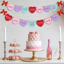 2pcs/Set Colorful Glitter Heart Shaped Hanging Decor, Suitable For Valentine's Day Party, Galentine's Day, Birthday Party, Girl's Theme Decoration, Can Be Hung On Wall, Backdrop, Dessert Table, Window Display As Photo Backdrop, Made Of Shiny Glitter Material - View 8