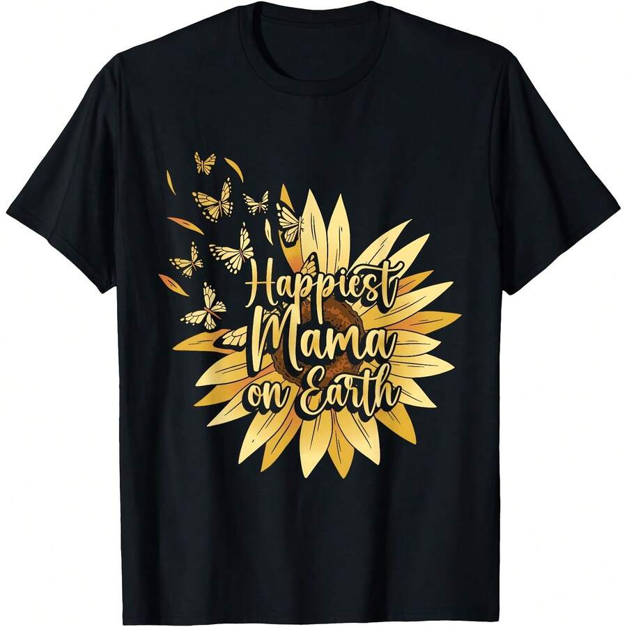 Yellow Flower Mom Sunflower Summer T-Shirt - Negro - Ver 1