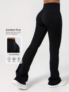 2026 Sodalemon Women's Black Slim Fit Flared Yoga Sweatpants For Spring - 杏子 2 - 查看 10