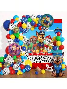 Paw Patrol Theme Birthday Party Decoration Set, Backdrop, Balloons, Number Balloons Suitable For 1-9 Years Old Birthday - Cartoon Balloons - View 1