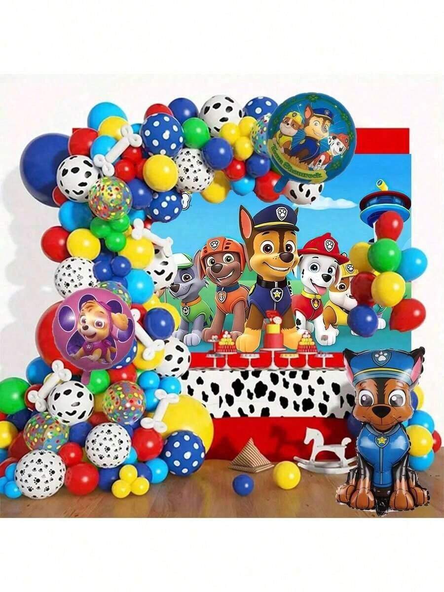 Paw Patrol Theme Birthday Party Decoration Set, Backdrop, Balloons, Number Balloons Suitable For 1-9 Years Old Birthday - Cartoon Balloons - View 1