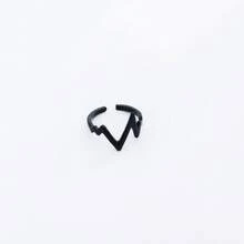 Anillo con forma de rayo curvo, anillos de pareja con estilo minimalista coreano tipo electrocardiograma - Negro - Ver 8