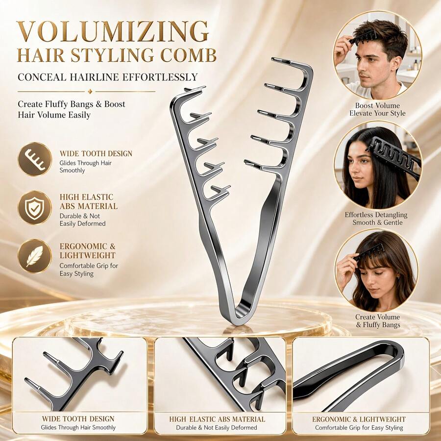 2 piezas Juego de peines profesionales para peinado, Peine volumizador para raíz del cabello esponjoso + Peine de púas para separar el cabello, Peine de dientes anchos en zigzag, Herramienta antideslizante para seccionar el cabello para coloración, decoloración, tinte, trenzado, permanente, rizado, partición del cabello, peinado hacia atrás, desenredado, diseño de peinado de salón en casa, kit de accesorios de peinado portátil y ligero para mujeres, niñas, todo tipo de cabello, herramienta de peluquería de grado salón