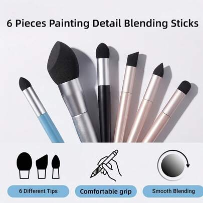 6pcs Mixed Blending Sticks, Thick Oil Pastel Drawing Tools Set, Sketch Blending Pencils
