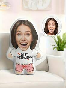 可客製化迷你娃娃抱枕－個性化女友主題抱枕，適合情人節、聖誕節、萬聖節－情侶、青少年及14歲以上成人的獨特禮物，客製臉部抱枕，生日禮物，週年紀念禮物 - 上傳圖片客製化抱枕 - 查看 2