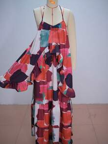 Vestido tirantes volantes estampado combinado verano 2026 - Multicolor - Ver 6