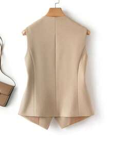 Women's Spring New Suit Vest Jacket, Slim Fit Commuter Versatile Sleeveless Top Summer - Khaki - View 2