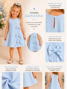 Children's Dress Blogger Elegant Charming Girl Details In Bows On The Sides Fashion Look Light Perfect Comfortable Sophisticated Party Outing Gift Usual Fashion Comfortable Mini Diva Loose  Delicate Versatile Practical Photo Shoot Fashion Skirt Flared - 淺藍色 - 查看 4