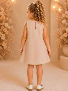 Children's Dress Blogger Elegant Charming Girl Details In Bows On The Sides Fashion Look Light Perfect Comfortable Sophisticated Party Outing Gift Usual Fashion Comfortable Mini Diva Loose  Delicate Versatile Practical Photo Shoot Fashion Skirt Flared - 米色 - 查看 3