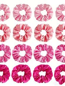 24/12/4 Pcs Bohemian Elegant Simple Shiny Satin Scrunchies/Hair Ties, Women's Hair Bun Hair Ties, Hair Protection, Fashion Silky Colorful Satin Hair Accessories Set, Women's Pink Scrunchies Casual Hair Accessories. Ponytail Elastic Hair Ties - Multicolor - View 10