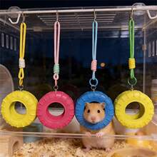 1 pieza Hamaca y columpio con forma de neumático durable, adecuado para hámsters - Cadenas desmontables, juguete para trepar en la jaula, excelente para hámsters, ardillas, pájaros, loros y mascotas pequeñas - Ver 5
