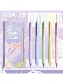 5支/盒 马卡龙色中性笔，0.5毫米笔尖，适用于记笔记、高亮、下划线 - A - 查看 11