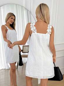 Vestido corto de verano de mujer con tirantes finos y unicolor - Rosa - Ver 11