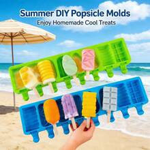 8-Cavity Silicone Ice Pop Mold, DIY Geometric Fruit Ice Cream Mold For Popsicle, Freezer Tray - View 4