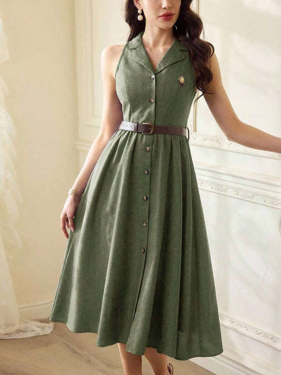 Vestido de mujer elegante y vintage con bolsillos y cinturón, vestido camisa casual de oficina, para vacaciones de verano.Vestidos de verano para mujer para vacaciones, Vestido de Pascua, Ropa de primavera para mujer, Ropa occidental para mujer, Vestido de Pascua, Vestidos primaverales para mujer, Vestido de invitada de boda, Vestidos elegantes y de oficina casual para mujer, Vestidos de cumpleaños para mujer, Vestidos de verano y primavera para mujer. - verde menta - Ver 1