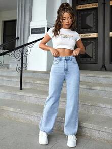 ICON Jeans de cintura alta y pierna recta para verano - Lavado ligero 2 - Ver 5