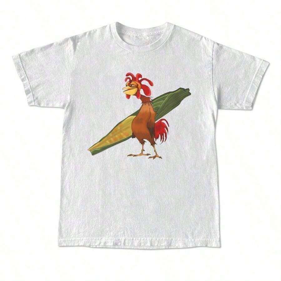 1 pieza Camiseta Chicken Joe, Camiseta Unisex de Surf de Playa Impresa en la Parte Posterior de Algodón Casual Clásica, Regalo Para Ella, Regalo Para Él, Regalo Para Amigo Ropa de Hombre Top180g 100% Algodón, Todos los patrones están impresos. Unisexo. - Blanco - Ver 1