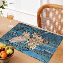 1pc/4pcs/6pcs Printed Linen Placemats, Suitable For Dining Table, All Season Decor, Modern Washable Table Mats, Home Decor, Coasters, Kitchen Dining Mats, Indoor Outdoor Party Decoration, Ideal Gift - Multicolor - View 6