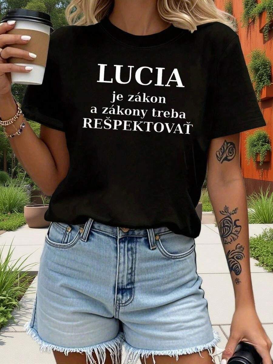 1 pieza clásica y versátil, camiseta corta de algodón puro con cuello alto y estampado legal de Letonia, ideal para usar en todas las estaciones. Estilo moderno - Negro - Ver 1