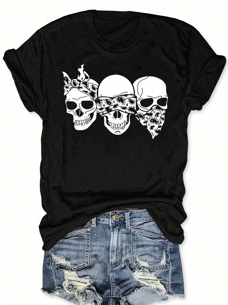 Camiseta de manga corta con estampado de letras, camiseta casual de manga corta con cuello redondo, ropa de mujer