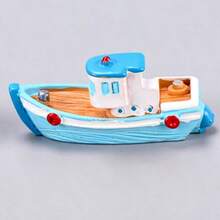 4pcs Mini Resin Simulation Fishing Boat Decor, Aquarium Sailing Decoration, Small Landscape, Beach Theme Party Decor - Multicolor - View 7