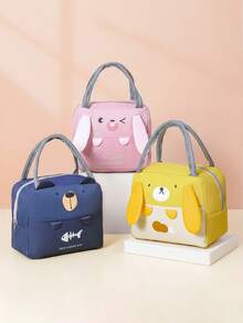 Cartoon Cute Lunch Bag, 3D Animal Pattern For Elementary Students, Handheld Zipper Lunch Bag, Multi-Functional Aluminum Foil Lining Insulated Lunch Box Bag, Large Capacity Travel Makeup Toiletry Organizer Bag, Multi-Functional Sealed Insulated Lunch Bag, Multi-Functional Storage Bag, Suitable For Work Commute, Picnic Camping, Gift For All - Multicolor - View 1
