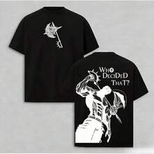 Camiseta de Escanor de los Siete Pecados Capitales - UNISEX T SHIRT A269"Quien Decidio Eso"Orgullo Pecado Grafico Retro Pesado Unisex Ropa de Calle de Anime Regalo para Fans - Negro - Ver 2