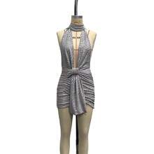 Vestido Solido Nuevo Corte Envolvente Con Nudo Y Cintas Flotantes Estilo Sensual - Gris - Ver 11