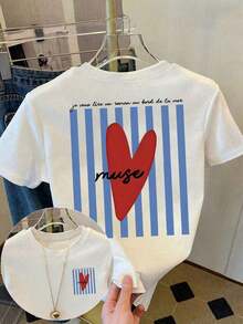 Camiseta de mujer, camiseta de manga corta con gráfico de estilo casual de calle, top de verano lindo - Blanco 2 - Ver 5