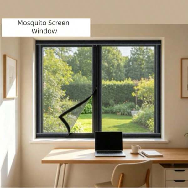 Zipper Window Screen Mesh, Anti-Mosquito Fly Net, Wind-Proof Bug Screen With Zipper, Easy Install No Drilling, Year-Round Protection