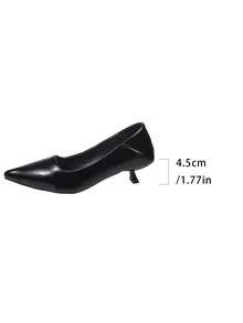 Elegant Basic Neutral PU Leather Buckle High Heels For Outdoor Wear - Black - View 8