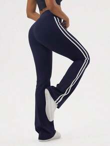 2026 Sodalemon Women's Black Slim Fit Flared Yoga Sweatpants For Spring - 海軍藍 2 - 查看 3