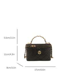 2026 New Embroidered Rhombus Pattern Niche High-Quality Makeup Box, Mini Lipstick Bag, Shoulder Crossbody Bag - Black - View 6