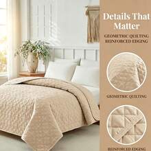 1pc Quilted Comforter, Minimalist Summer Quilt, Double Bed Duvet Cover, Soft Breathable All-Season Bedding, Minimalist Quilted Blanket, Lightweight Air Conditioning Quilt, Four-Season Bed Cover, Bedroom Decor Quilted Throw, Machine Washable Home/Dorm Use - Apricot - View 2
