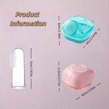 Bộ 1/3 bàn chải tắm và massage cho thú cưng kèm bình đựng xà phòng, bằng silicon, có thể treo, bàn chải tắm cho chó mèo, bàn chải gội đầu cho chó, bàn chải làm sạch răng, bàn chải massage tẩy tế bào chết, đồ dùng cho thú cưng. - Nhiều màu - Xem 17