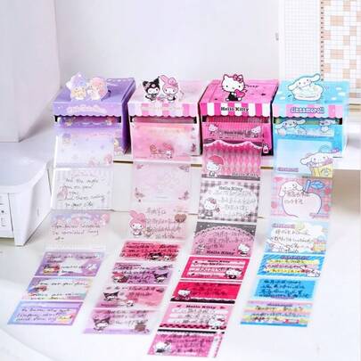 SANRIO 6张/套 三丽鸥家族闪光拉出式便捷便签，外观精美，半透明学生重点标记贴纸