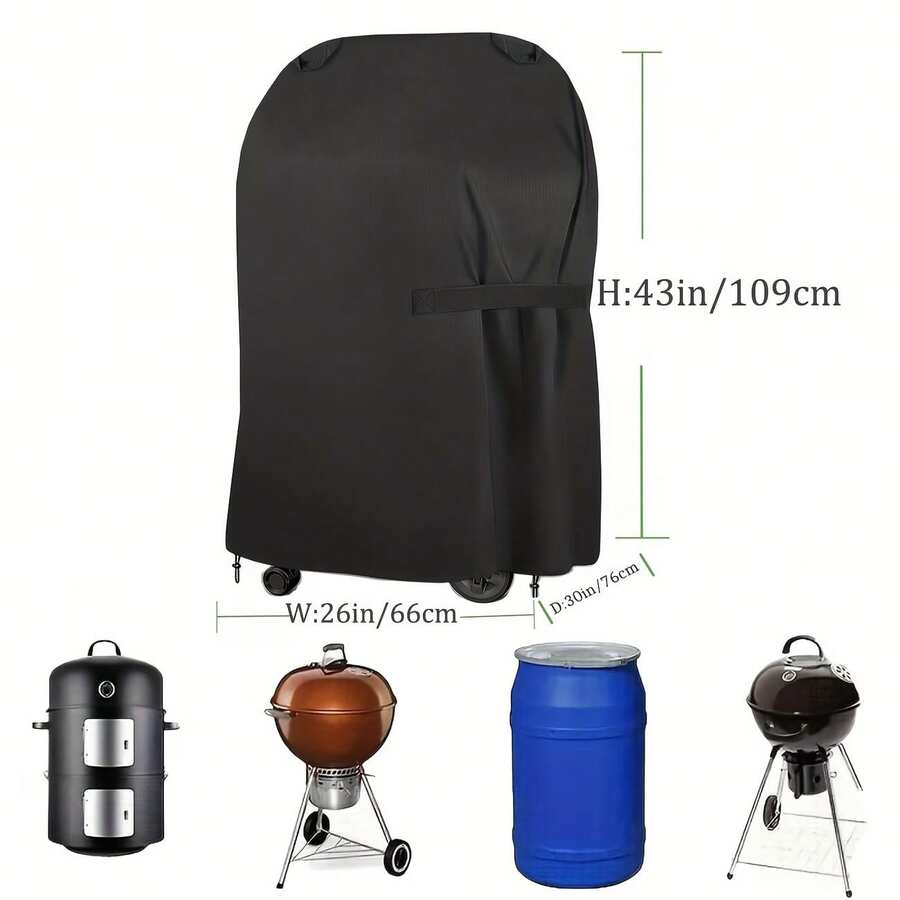 32-Inch Heavy Duty Grill Cover With Drawstring Closure - 210D Oxford Polyester And UV-Resistant Outdoor Barbecue Protective Cover, Fits , Brinkmann, Char-Broil // Propane Grill - All-Weather Cover With Buckle (Fits 32-Inch)